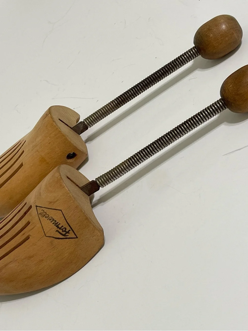 Vintage Formwell Natural Wood Adjustable Shoe Trees Foldable W Germany Small 10